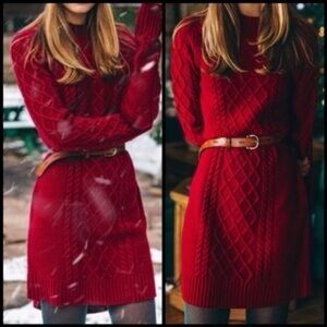 Kiel James Patrick Red Cable Knit Dress